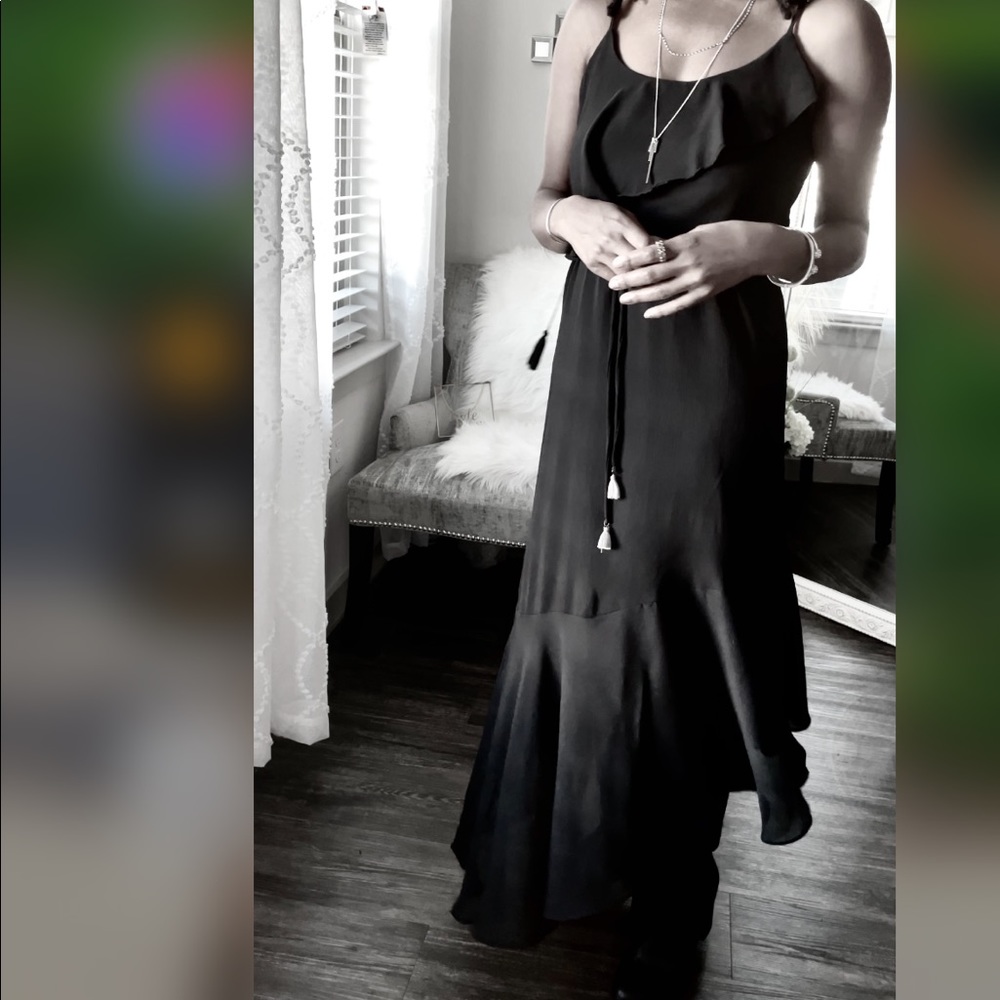 Flowy Black Sheer Maxi Dress Small